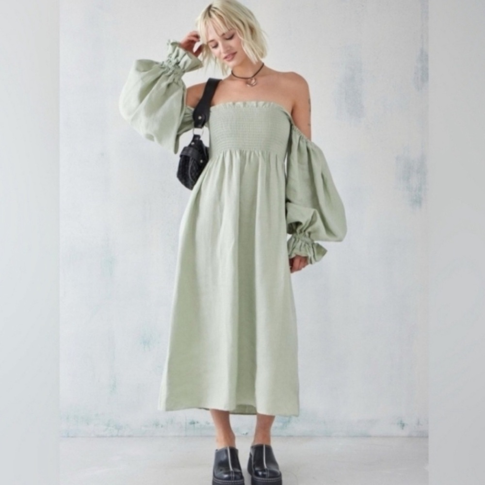 Elegant Sage Green Off-Shoulder Dress
